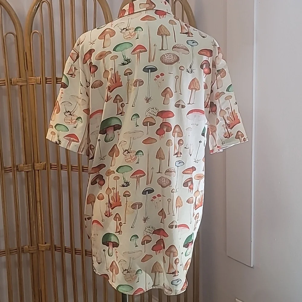 Mushroom shirt mens size large tan brown orange green - Picture 6 of 9